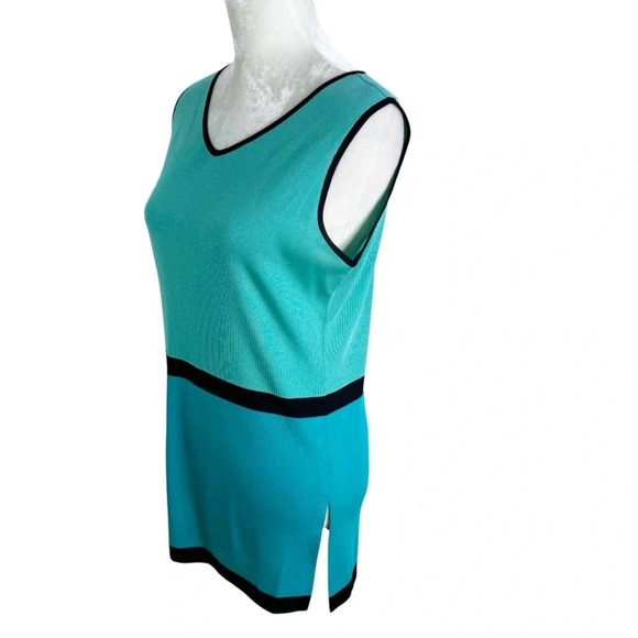 Misook Knit Sleeveless Color Block Tunic Aqua Turquoise Size S - Picture 2 of 7